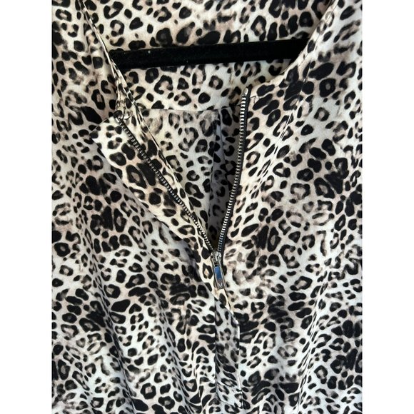 Vince Camuto Women's Leopard Print Drawstring Dress Size 4 Long Sleeve Scoop Hem - Picture 5 of 10